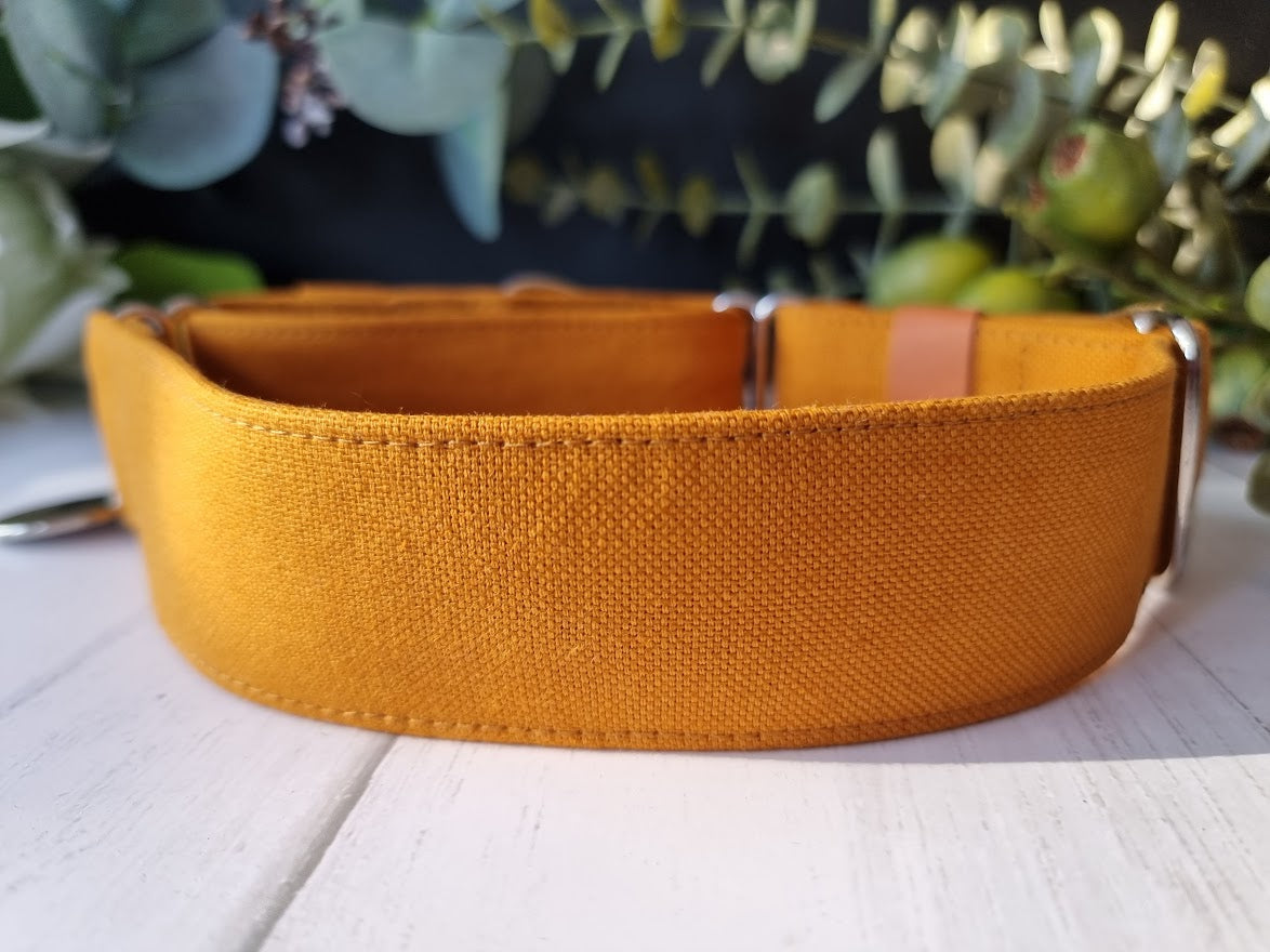 Mustard linen collar martingale collar