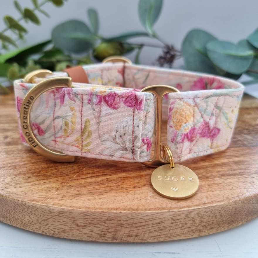 Life's Peachy Australian Native Flower martingale collar - Water resistant